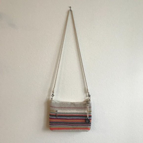 The Sak Crochet Crossbody Rainbow Striped Crossbody Vegan Recycled Bag - Picture 8 of 9